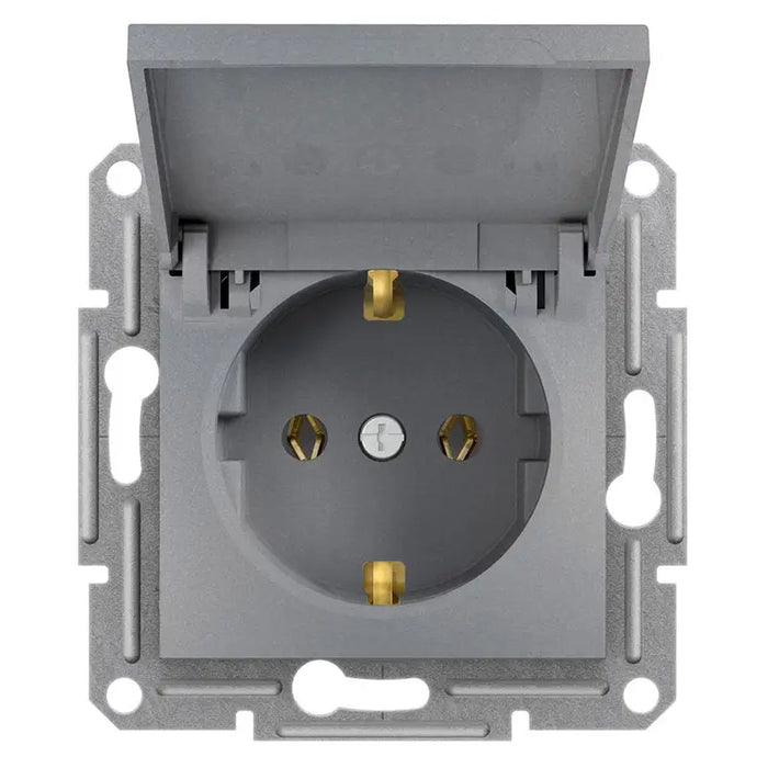 CONTACT SINGLE WITH COVER STEEL SCHNEIDER ASFORA - Ключове и контакти<<<Електроматериали<<<Praktiker&&&Ключове и