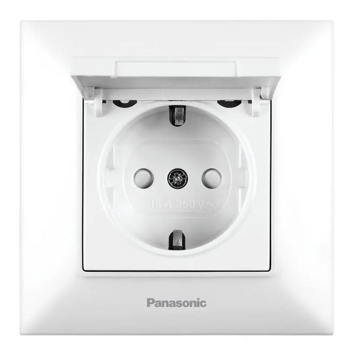 CONTACT WITH COVER WHITE PANASONIC Arkedia Slim - Ключове и контакти<<<Електроматериали<<<Praktiker&&&Ключове и