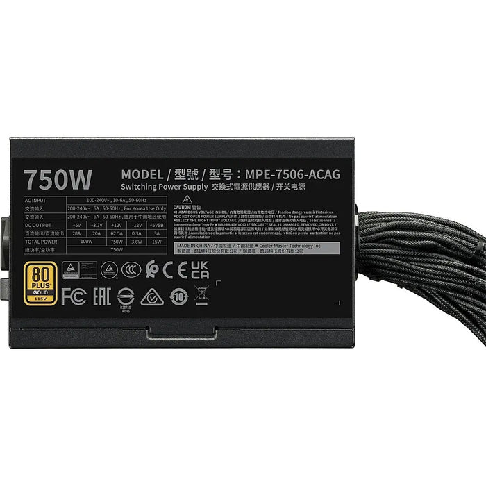Power supply unit Cooler Master MWE Gold V3 750W ATX 3.1 Non-Modular