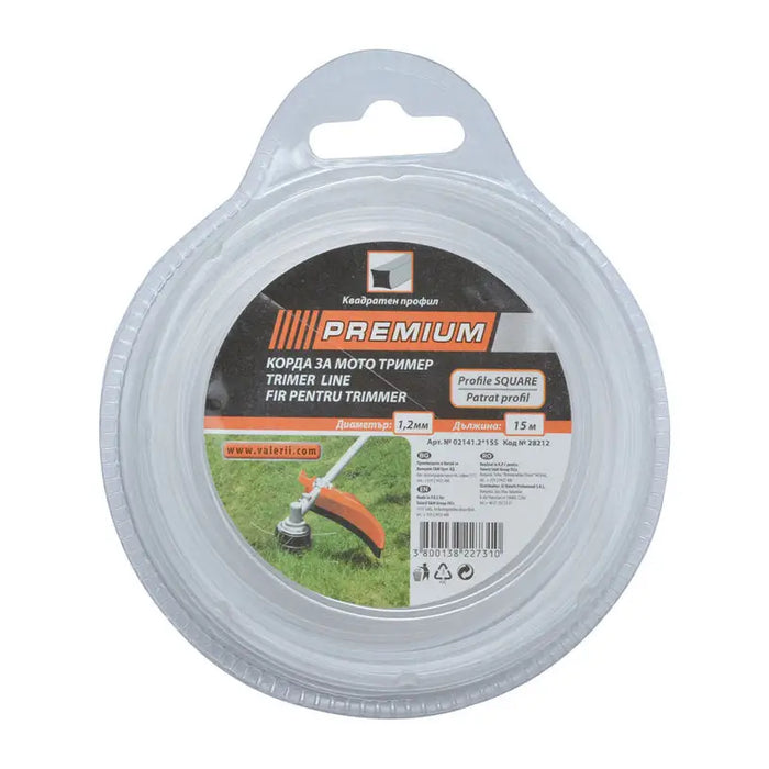 CORD FOR TRIMMER PROFILE SQUARE PREMIUM 1.2 MM 15 M - Аксесоари за градински машини<<<Градински