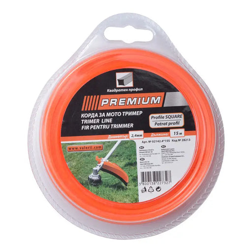 CORD FOR TRIMMER PROFILE SQUARE PREMIUM 2.4 MM 15 M - Аксесоари за градински машини<<<Градински