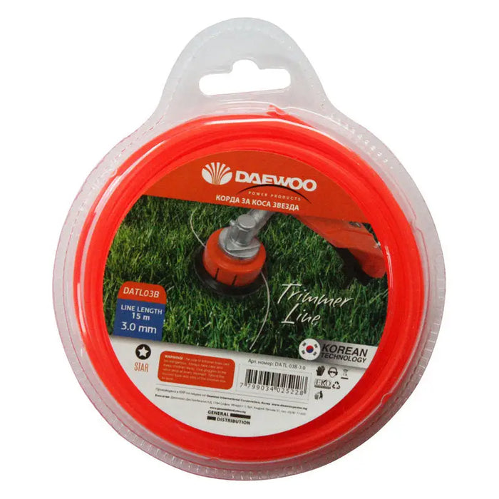 CORD FOR TRIMMER PROFILE STAR DAEWOO 3 MM 15 M - Аксесоари за градински машини<<<Градински