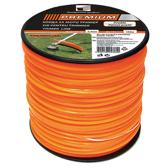 CORD FOR TRIMMER SQUARE PREMIUM 2.4 MM-100 M - Аксесоари за градински машини<<<Градински