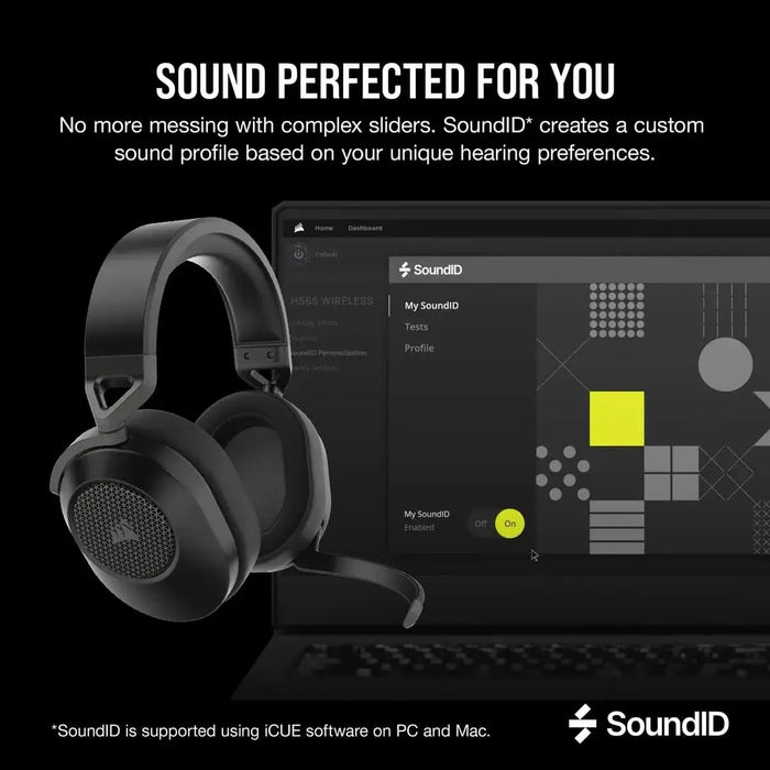 Gaming headset with microphone Corsair HS65 v2 Carbon wireless and bluetooth PC/PS5/PS4, Black