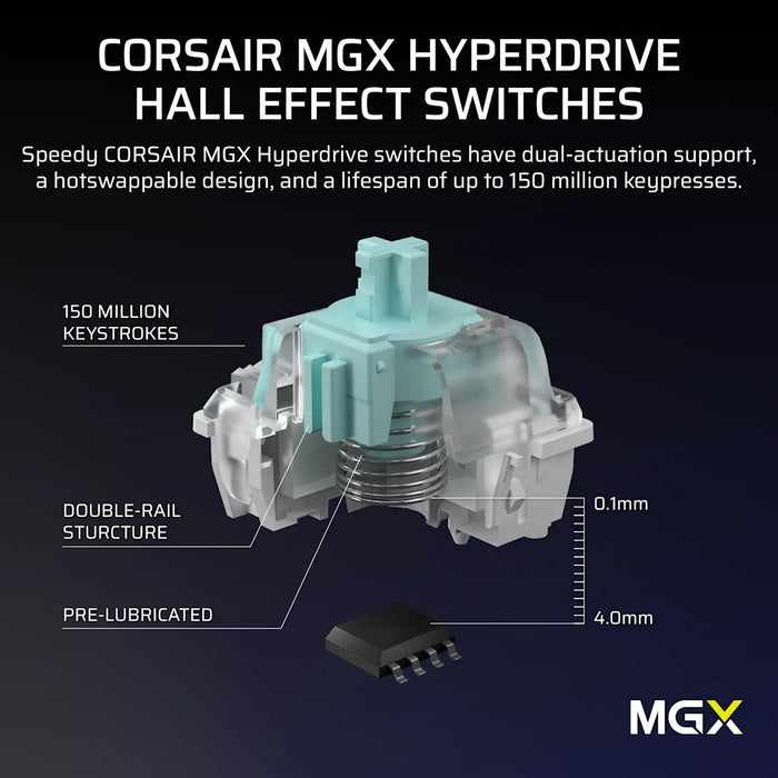 Corsair Vanguard Pro 96 Hall Effect Mechanical Gaming Keyboard - Hyperdrive Magnetic Switch