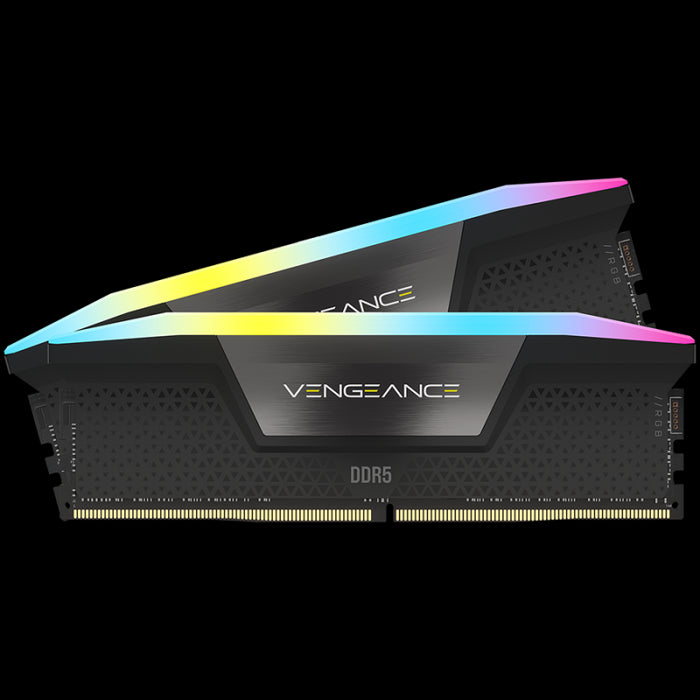 CORSAIR VENGEANCE RGB 64GB 2x32GB DDR5 6000MT/s DIMM Unbuffered 30-36-36-76 Std PMIC XMP 3.0 Black Heatspreader RGB LED 1.4V