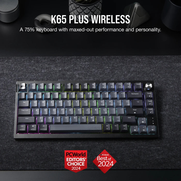 Corsair K65 Plus RGB 75% Wireless Mechanical Keyboard, HS, Corsair NLX Red Key Switches