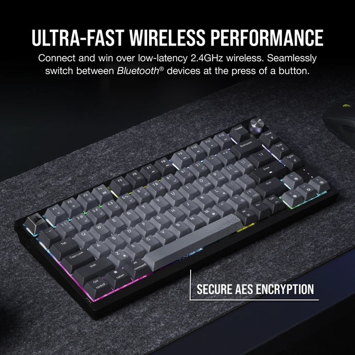 Corsair K65 Plus RGB 75% Wireless Mechanical Keyboard, HS, Corsair NLX Red Key Switches