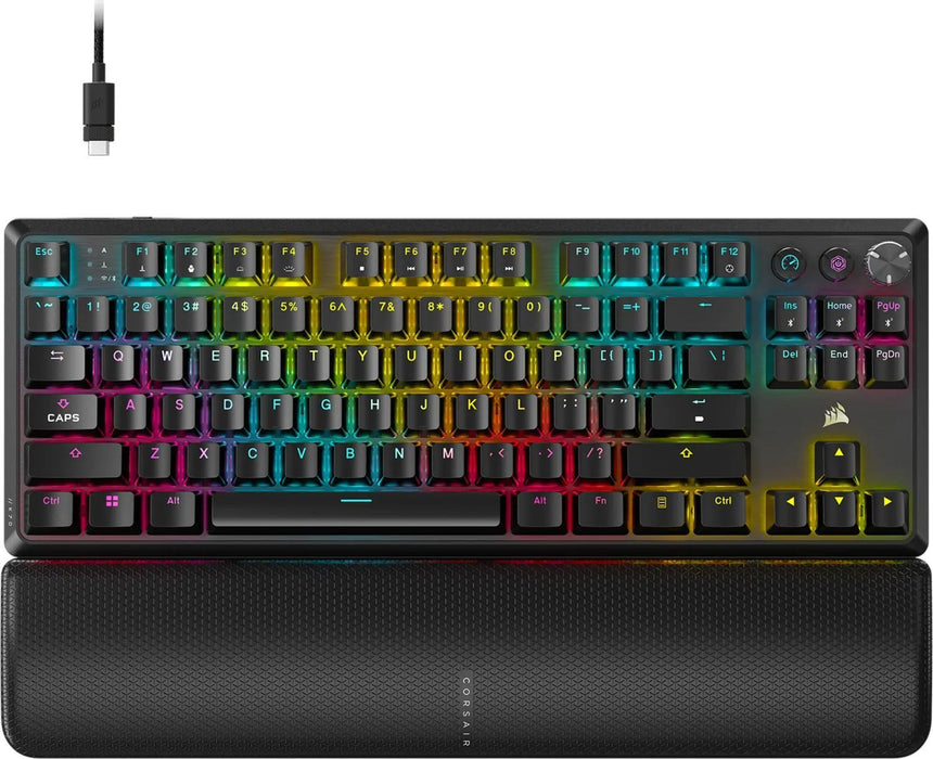 Corsair K70 CORE TKL RGB Gaming Wireless/Bluetooth Mechanical Keyboard, Corsair MLX Red Switch