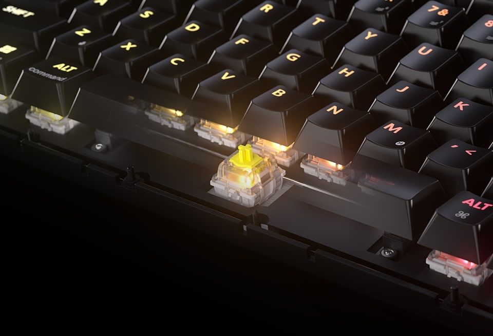 Gaming wireless/bluetooth mechanical keyboard Corsair K65 Plus RGB 75%, Corsair MLX Fusion Tactile Yellow switch