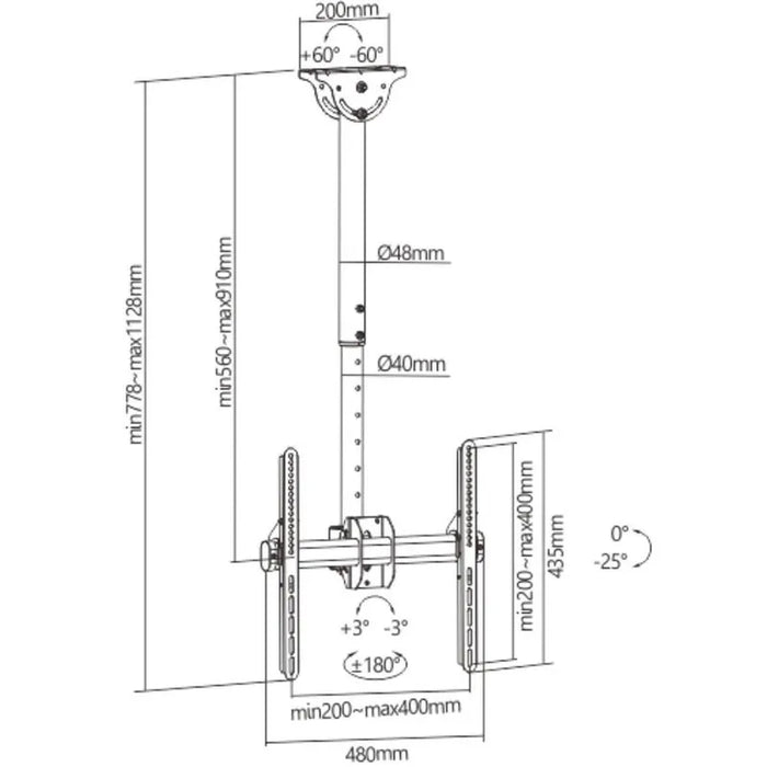 Crown WM50K55CLG ceiling mount TV stand