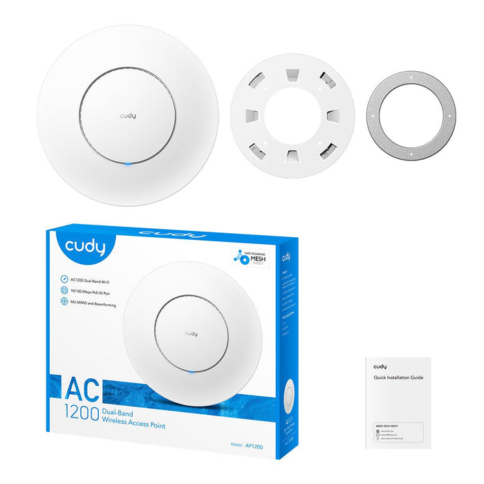 Cudy AP1200 Wireless Access Point, AC1200, 2.4/5 GHz, 300 - 867 Mbps
