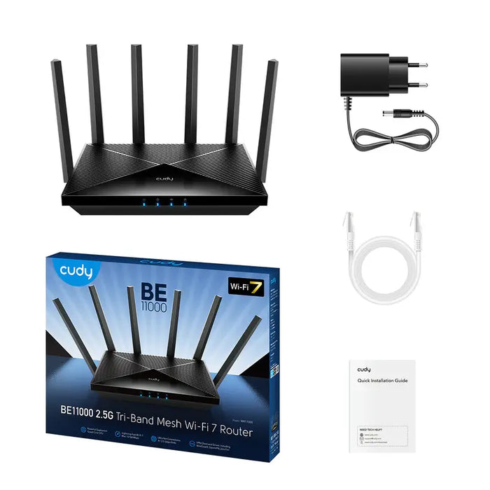 Wireless router Cudy WR6500H, BE6500 dual-band Wi-Fi 7, 1x2.5Gbps WAN port, 4x10/100/1000, 6x5dBi antennas