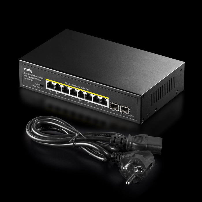 Switch Cudy GS1008PS2, L2, 8 x Gigabit Ethernet PoE ports, 2 x SFP, 128MB RAM