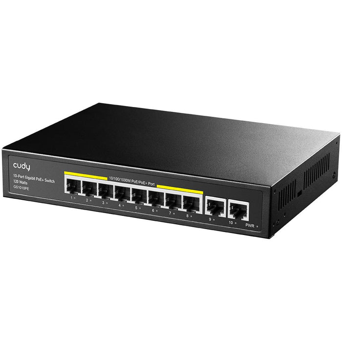 Switch Cudy GS1010PE, 8 ports, 10/100/1000, PoE 120W, 2 x Uplink ports
