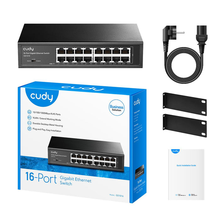 Switch Cudy GS1016, 16 ports, 10/100/1000, Auto-MDI/MDIX