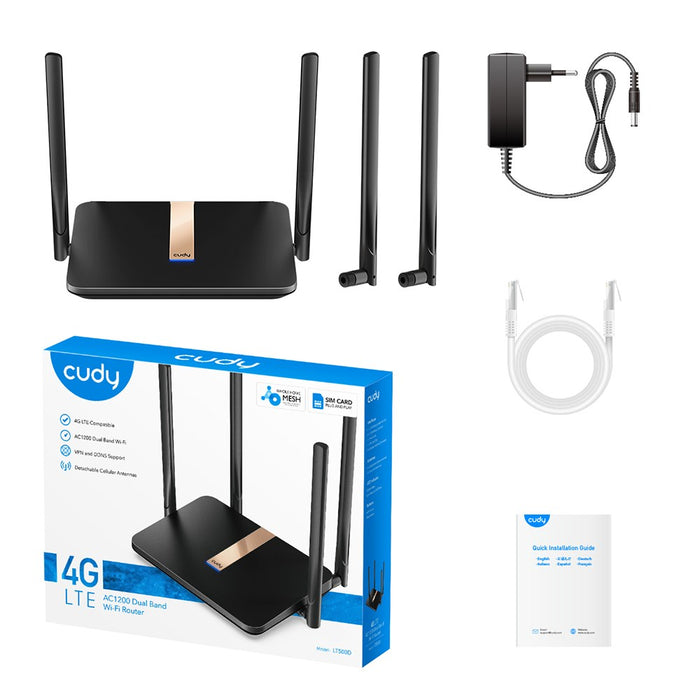 Wireless router Cudy LT500D, 4G LTE, 5GHz, 1200 Mbps, 10/100