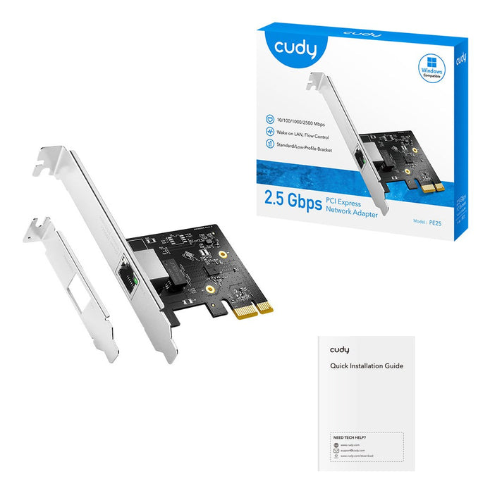 Network card Cudy PE25, PCIe, 10 Mbps/ 100 Mbps/ 1 Gbps/ 2.5 Gbps