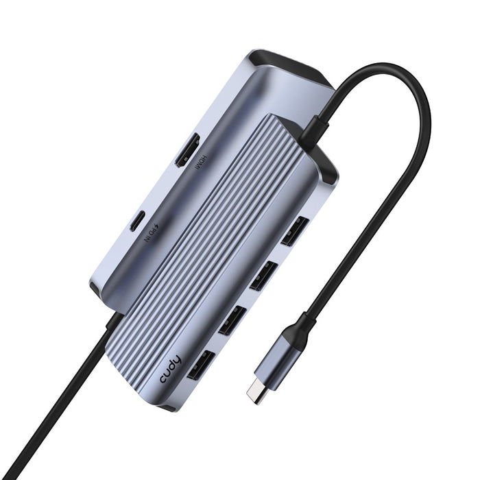Cudy UH500 interface hub USB 3.2 Gen 1 (3.1 Gen 1) Type-C 5000 Mbit/s Grey, Silver