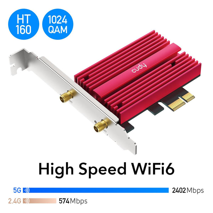 Network card Cudy WE4000, PCIe, 2.4/5 GHz, 574 - 2402 Mbps