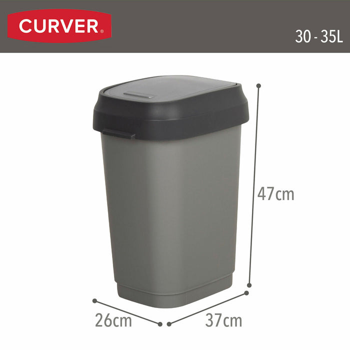 Waste bin Curver Dark grey Plastic 35 L (6 Units)