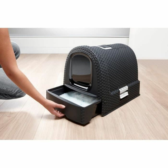 Cat Litter Box Curver Anthracite 51 x 38,5 x 39,5 cm Plastic (Plastic)