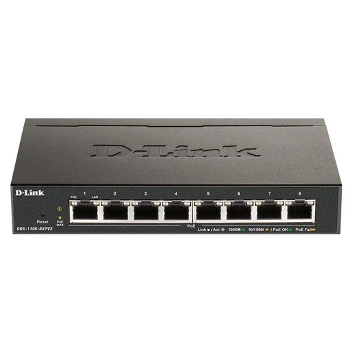 D-Link DGS 1100-08PV2 - switch - 8 por - Switch - CLI Managed<<<Мрежи<<<Мрежи и умен дом<<<ALSO