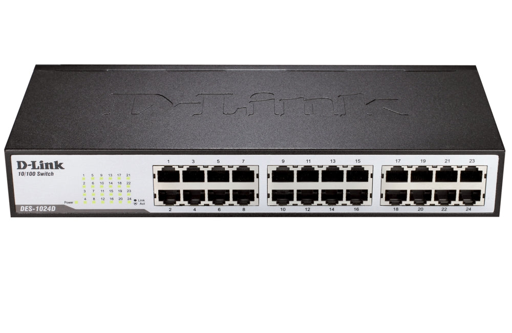 D-Link 24-Port 10/100Mbps Fast Ethernet Unmanaged Switch, rack mountable
