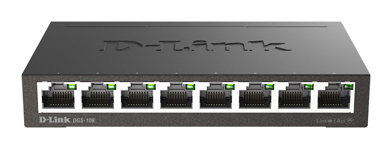 Switch D-Link DGS-108/E, 8 ports, 10/100/1000, Gigabit, metal housing