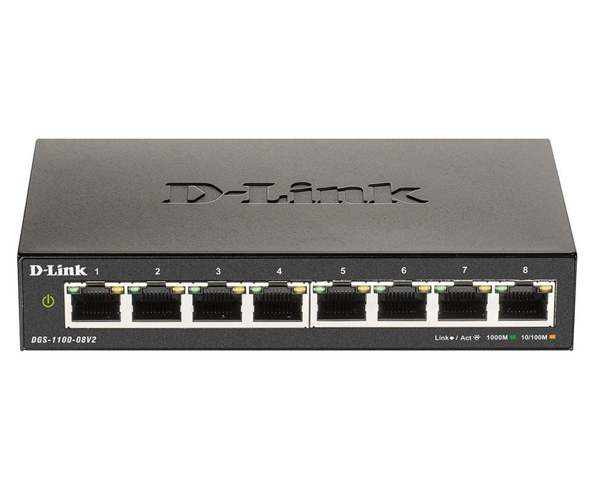 Switch D-Link DGS-1100-08V2, 8-port 10/100/1000 Gigabit Smart Switch, managed