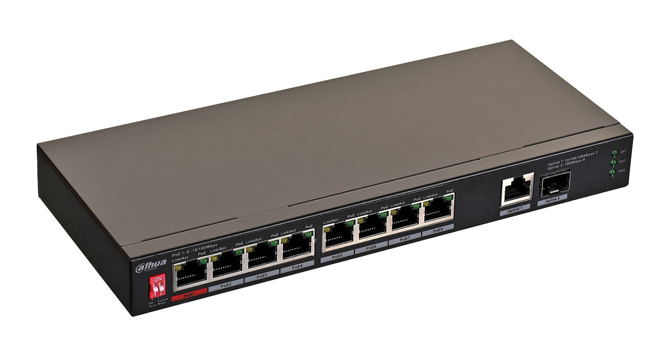 Dahua Technology PoE PFS3110-8ET1GT1GF-96 Unmanaged Gigabit Ethernet (10/100/1000) Power over Ethernet (PoE) Black