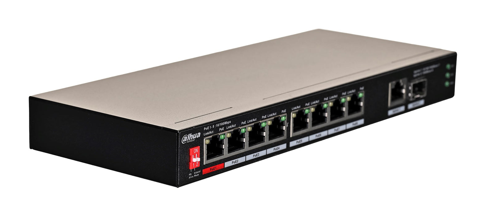 Dahua Technology PoE PFS3110-8ET1GT1GF-96 Unmanaged Gigabit Ethernet (10/100/1000) Power over Ethernet (PoE) Black