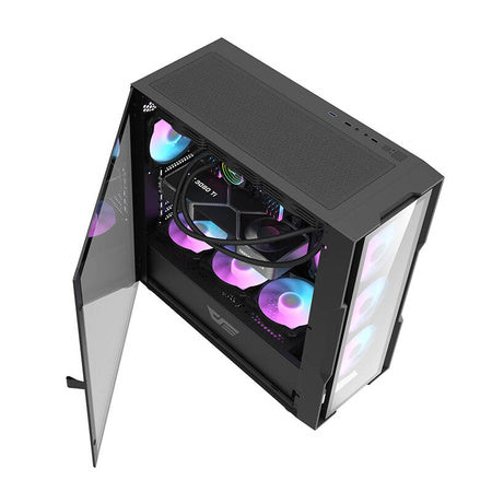 Darkflash DK431 Glass computer case (black) + 4 RGB fans