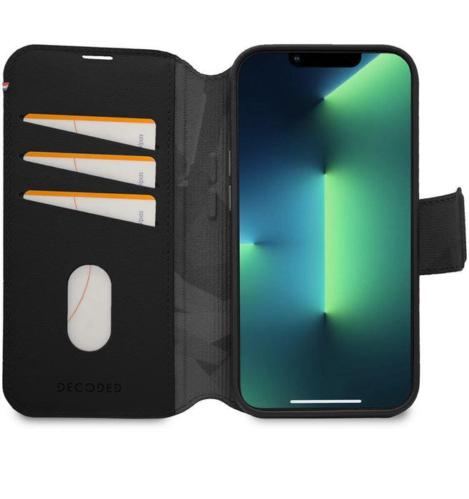 Decoded Detachable Wallet Case Leather with MagSafe with Flip for iPhone 14 Plus - Black - Cell phone cases