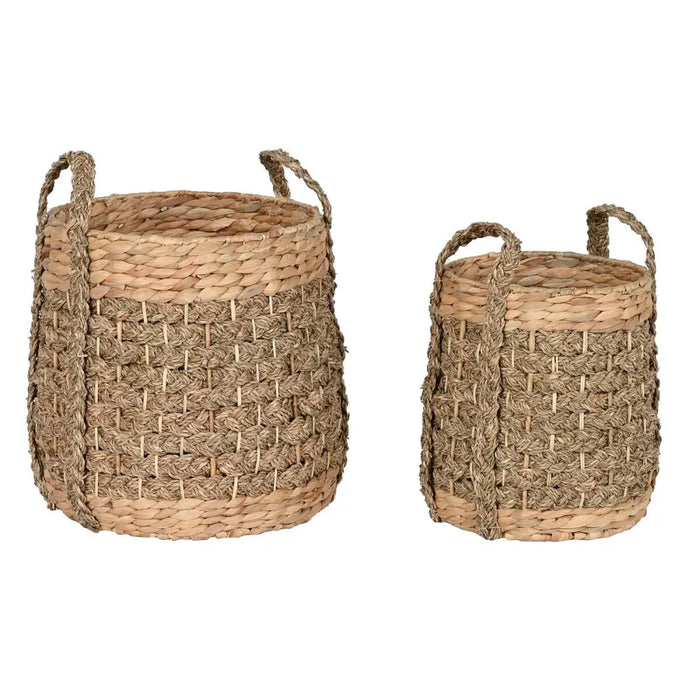 Decorative basket Home ESPRIT Natural Seagrass Natural Fibre Tropical (2 Pieces) - Декорация и Осветление<<<Дом