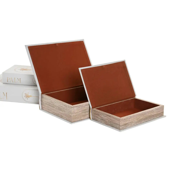Decorative box Home ESPRIT White Golden MDF Wood (2 Units) - Декорация и Осветление<<<Дом Градина<<<BigBuy&&&Други