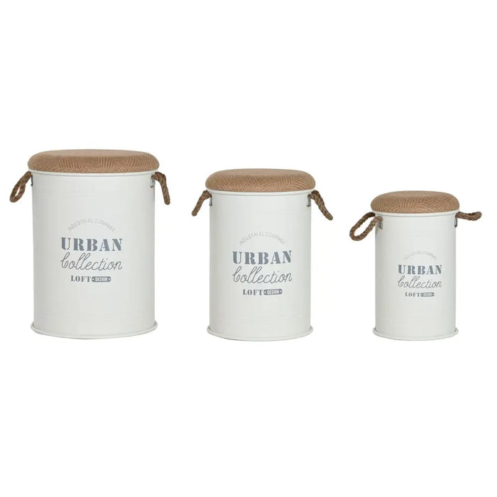 Decorative box Home ESPRIT White Polyurethane Metal Fibre Urban (3 Pieces) - Декорация и Осветление<<<Дом
