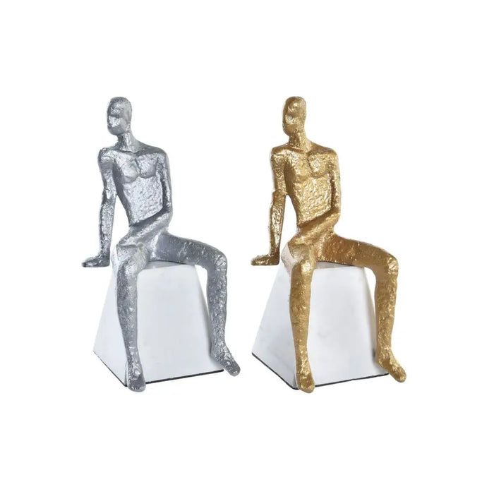 Decorative Figure DKD Home Decor 11 x 12 x 28 cm Silver Black White Men (2 Units) - Декорация и Осветление<<<Дом