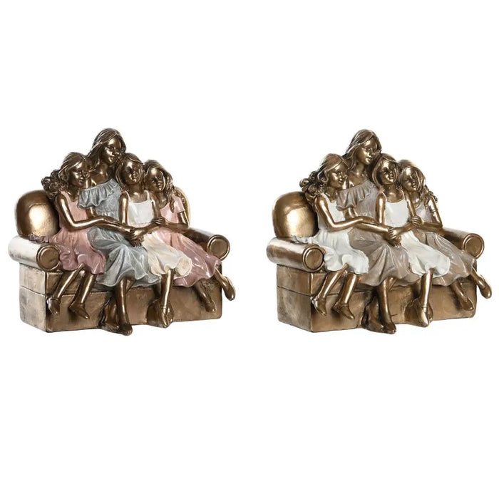 Decorative Figure DKD Home Decor 17 x 10,5 x 15,5 cm Pink Golden White (2 Units) - Декорация и Осветление<<<Дом