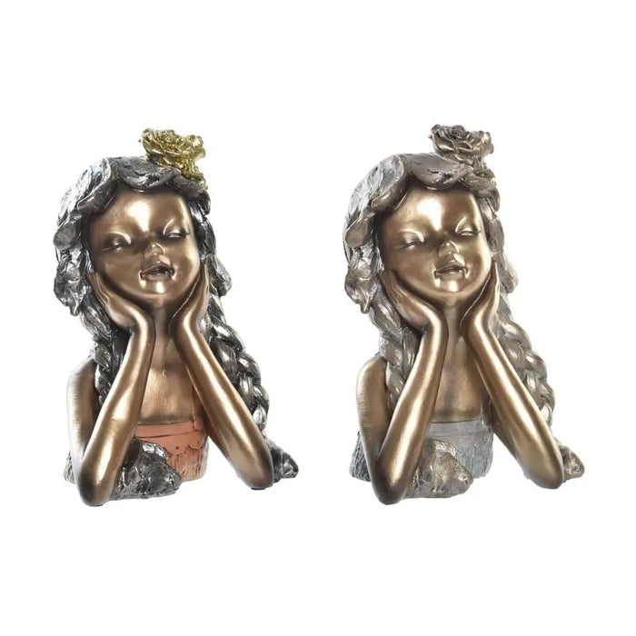 Decorative Figure DKD Home Decor 17 x 14 x 25 cm Red Golden (2 Units) - Декорация и Осветление<<<Дом