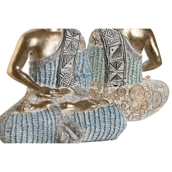 Decorative Figure DKD Home Decor 18,6 x 9,7 x 27 cm Blue Buddha Turquoise Oriental Stripped (2 Units) - Декорация и