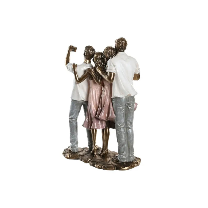 Decorative Figure DKD Home Decor 18 x 10 x 25 cm Pink Golden White Family (2 Units) - Декорация и Осветление<<<Дом