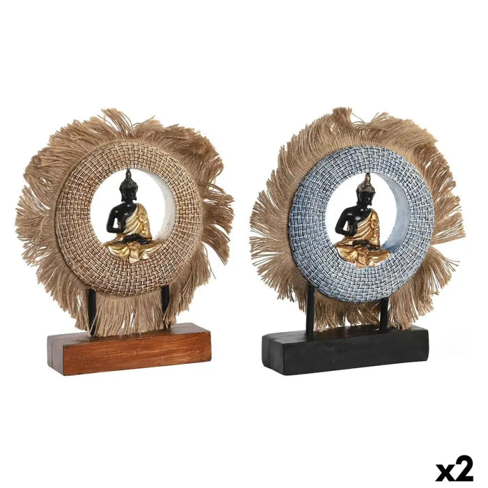 Decorative Figure DKD Home Decor 19 x 6 x 25 cm Beige Blue Buddha Oriental (2 Units) - Декорация и Осветление<<<Дом