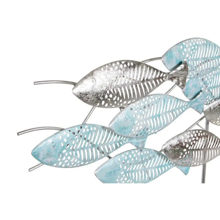 Decorative Figure DKD Home Decor 65,4 x 9 x 39,5 cm Silver Blue Golden Spirals Mediterranean (2 Units) - Декорация и