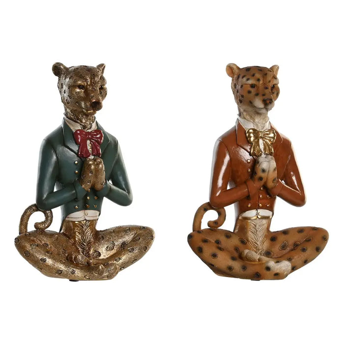 Decorative Figure DKD Home Decor Blue Brown Golden Leopard 16 x 9,5 x 23 cm (2 Units) - Декорация и Осветление<<<Дом