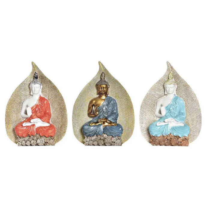 Decorative Figure DKD Home Decor Blue Red Orange Golden Buddha Oriental 15,5 x 5 x 20,7 cm (3 Units) - Декорация и