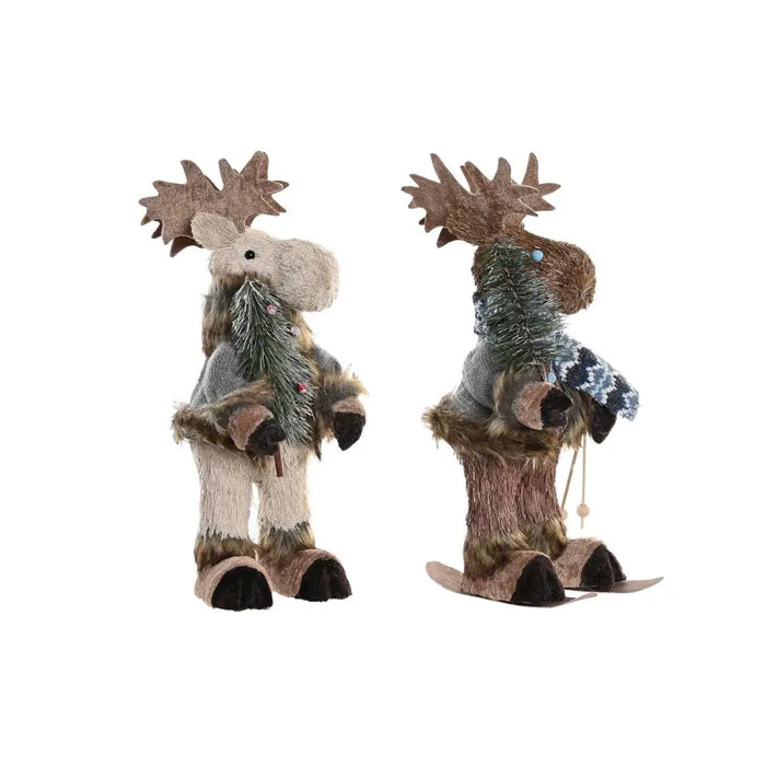Decorative Figure DKD Home Decor Christmas Reindeer Natural polystyrene (15 x 16 x 35 cm) (2 Units) - Декорация и