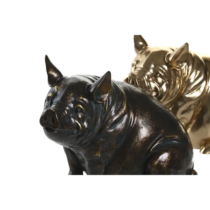 Decorative Figure DKD Home Decor Copper Golden Pig 18,5 x 10,5 x 14 cm (2 Units) - Декорация и Осветление<<<Дом