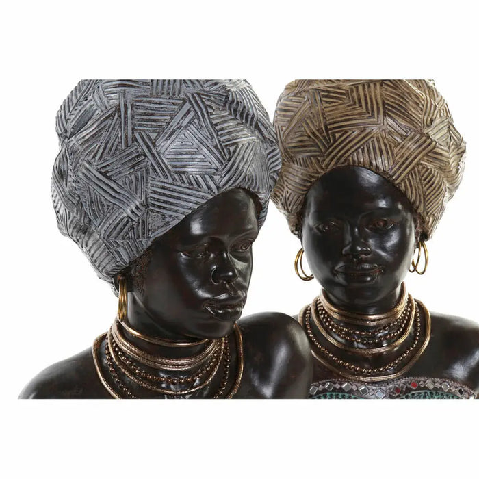 Decorative Figure DKD Home Decor Golden Silver Colonial African Woman 24 x 18 x 36 cm (2 Units) (2 Pieces) - Декорация