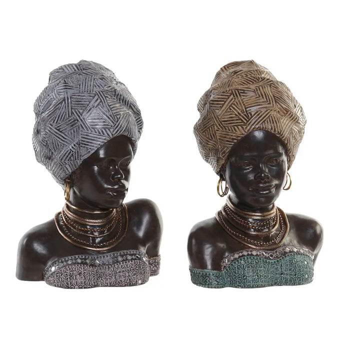 Decorative Figure DKD Home Decor Golden Silver Colonial African Woman 24 x 18 x 36 cm (2 Units) (2 Pieces) - Декорация